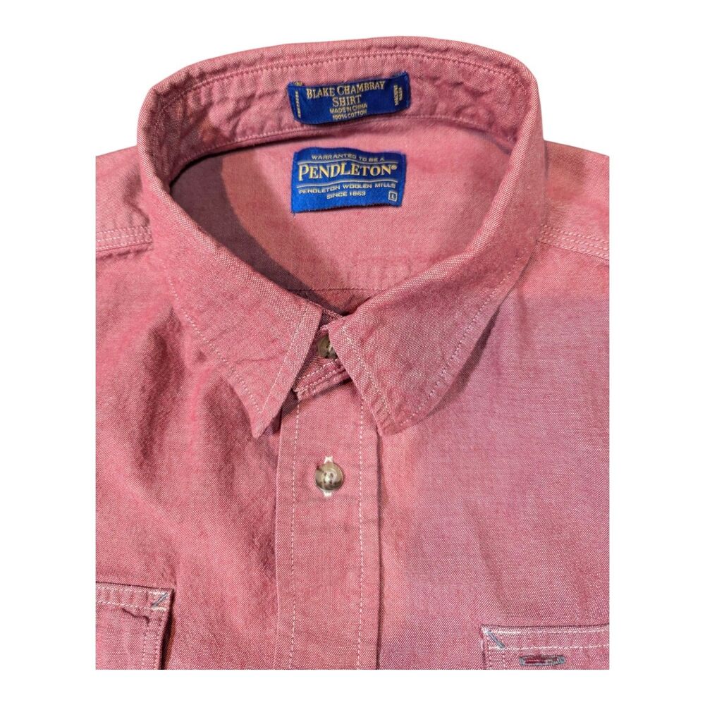 Pendleton Long Sleeve Button-Up Blake Chambray Shirt Heather Red Men's Large - Picture 4 of 6